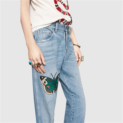 gucci embroidered denim|gucci denim collection.